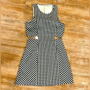 Express Black and White Sleeveless Plaid Sheath Dress w/Side Cutouts - Small